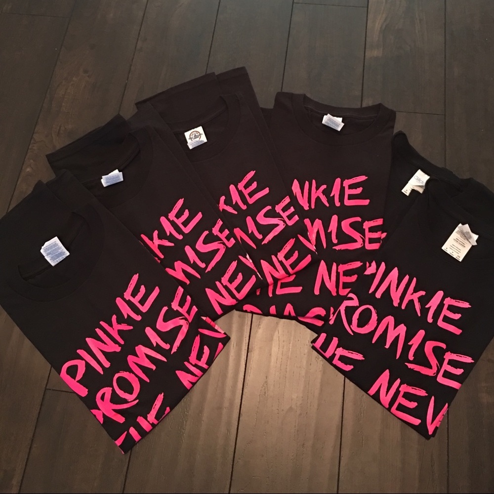 Black Graphic Tee with Hot Pink Script -